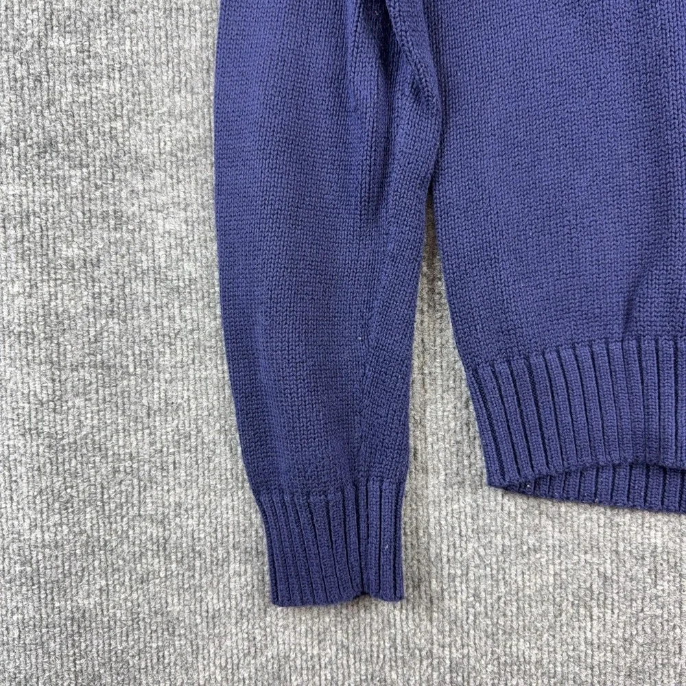 Ralph Lauren Sweater Mens Medium Blue V Neck Cotton Knit Pullover Polo Golf